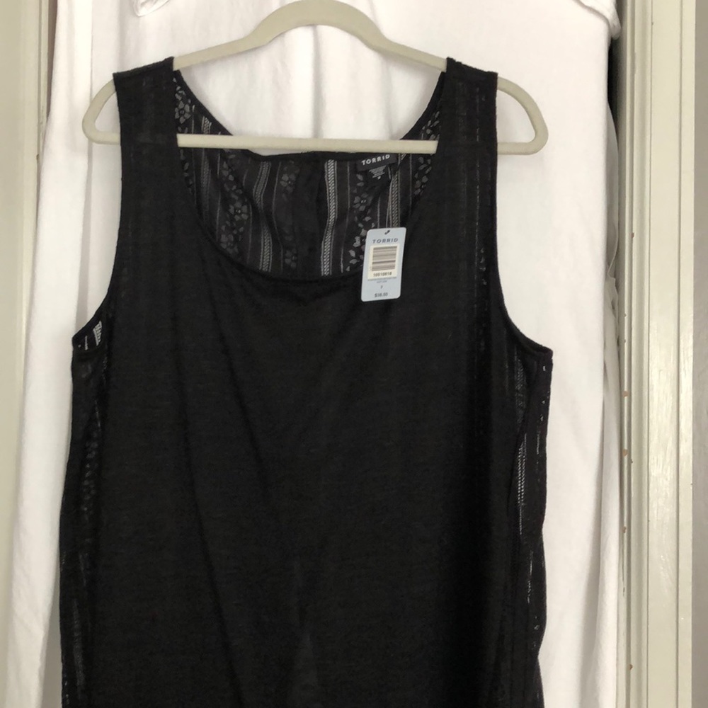 NWT Torrid Black lace back button back top 3x